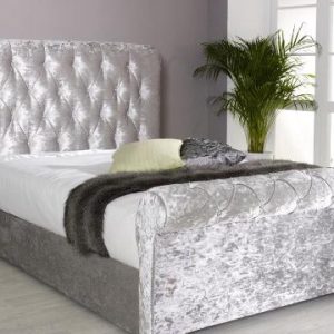 Aaron Crushed Velvet Sleigh Bed
