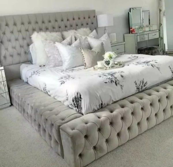 Ambassador Chesterfield plush velvet luxury bed, combining traditional Chesterfield elegance with modern velvet comfort.