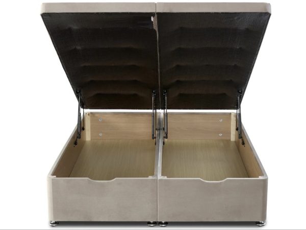 Georgina end-opening ottoman divan bed with velvet upholstery and added storage