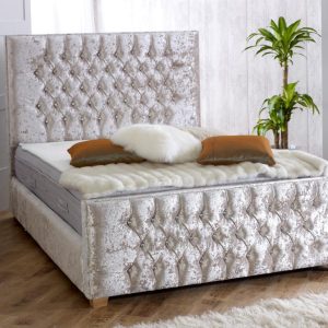 Upholstered Chesterfield bed collection showcasing classic and luxurious designs.