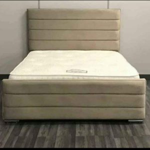 Ayla upholstered horizontal panel bed, featuring a contemporary design with elegant fabric panels.