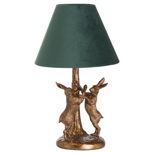 Antique_gold_Marching_Hares_Lamp_Green_Velvet_shade_plushfurniture