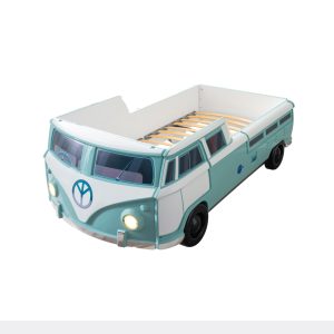 Campervan_Peace_Childrens_Car_Bed_Frame_In_Teal_with_headlights