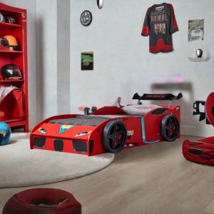 Children Eco Speed Race Car Bed in Red | Kids Car Bedframe, Eco_Speed_kidsbed_childrens_race_Car_Bed_plushfurniture